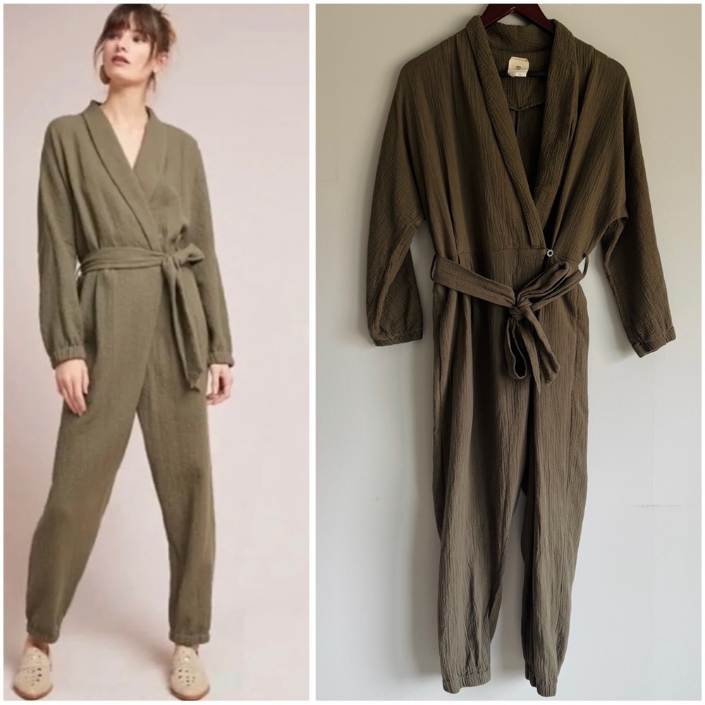 Anthropologie Olive Green Jumpsuit